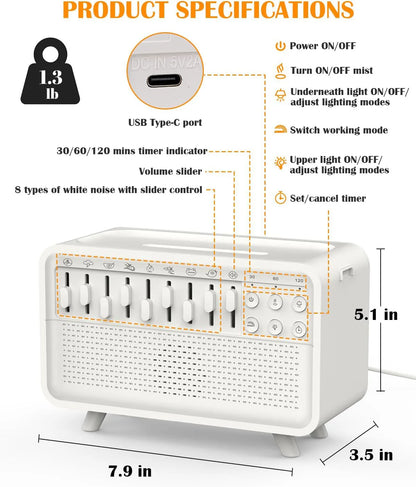 White Noise Humidifier Speaker